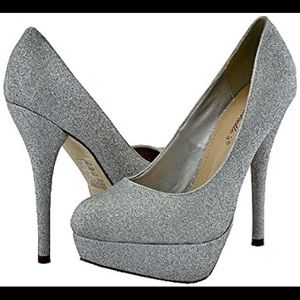Breckelle’s Silver Sparkly High Heels